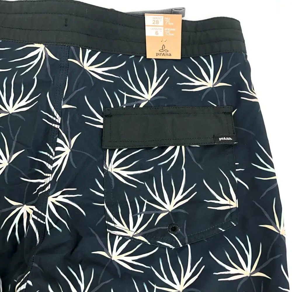 PRANA Men's Vintage Boardshort XS Size 28 Black Bloom 6